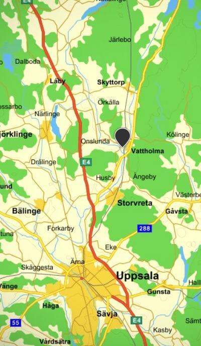 Från E4 norrifrån: Tag avfart 190 (Forsamotet) mot Vattholma. Efter 6 km sväng höger mot Uppsala i T- korsning, kör 500 meter.