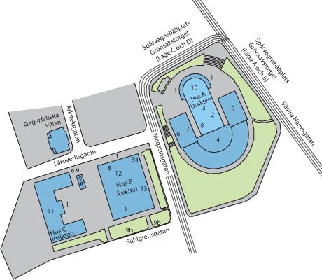 Platsen för våra träffar är Pedagogen: Parkeringsmöjligheter: Det finns ett parkeringshus under B-huset, infart från Sahlgrensgatan.