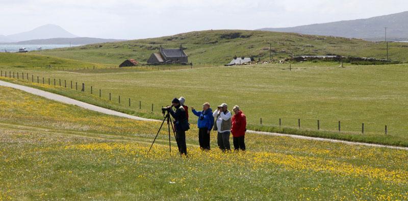 Skådning i machair på Berneray. Foto: Mona Stråling INLEDNING AviFaunas fjärde resa till Skottland arrangerades precis som de föregående som en Natur & Kulturresa.