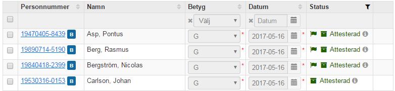 Sök fram kurs, välj fliken Rapportera, gå in på modul / resultat på kurs. 2.