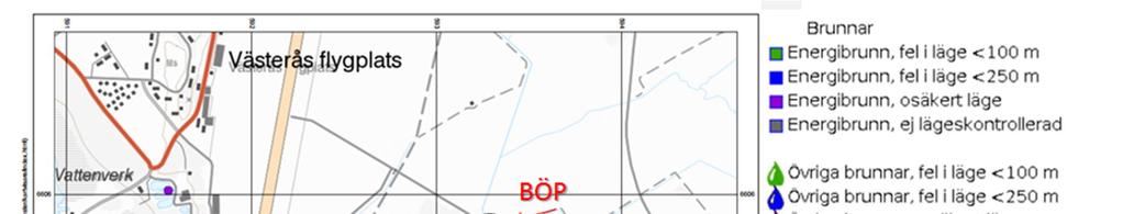 Sidan 8 av 58 Figur 2. Utdrag ur SGU:s brunnsarkiv för aktuellt undersökningsområde (2015-03-09).