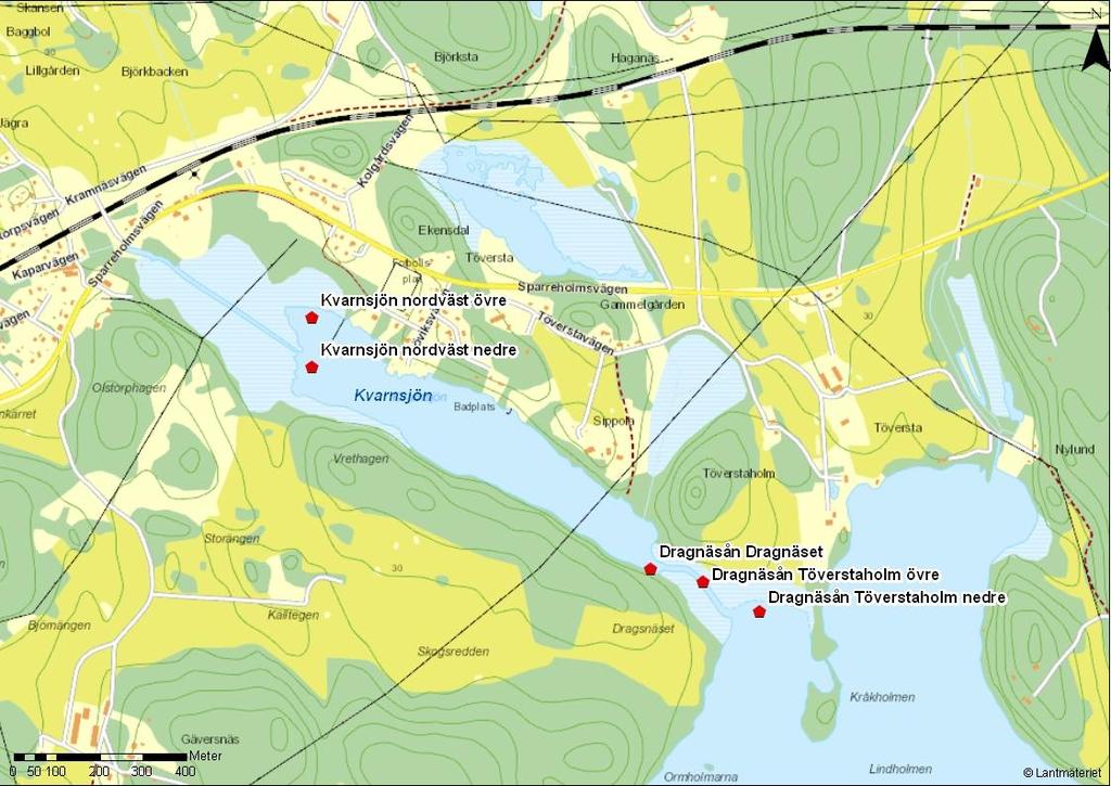 Kvarnsjön och Dragnäsån Kvarnsjön (Figur 7) är en långsmal sjö söder om Skebokvarn som förbinds med Båven via Dragnäsån.