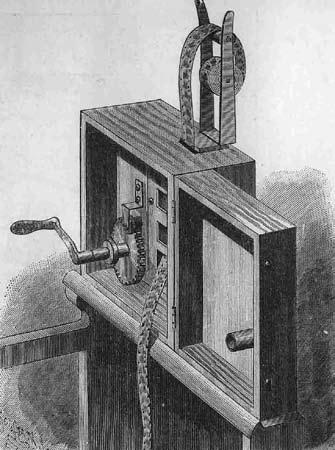 236 Solveig Jülich Lumières kinematograf framställdes som ett modernt underverk. Ur D. S. Hector, Magiens värld (Stockholm, 1898 99).