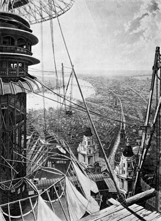 Det vertikala arkivet 283 På målarnas plattform, ett av många upphöjda perspektiv i Colosseums panorama över London. Ur Richard D. Altick, The shows of London (Cambridge, Mass., 1978).