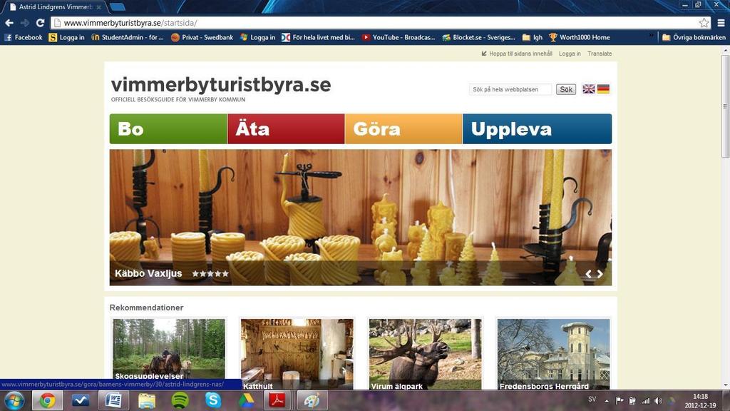 7.6.2 Vimmerby turistbyrås hemsida (www.vimmerbyturistbyra.