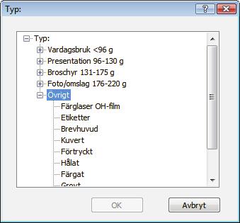 Utöka kategorin med papperstyper som