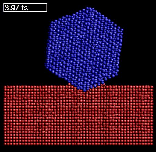Forskningsexempel: Co-nanoklustrar på Cu-yta Med datorsimuleringar bestämde vi sedan också de kinetiska mekanismerna med vilken klustern går in,