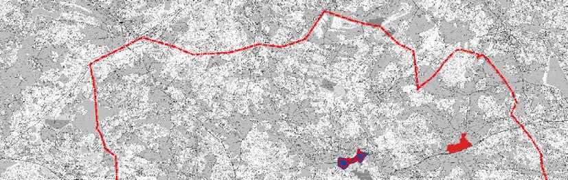 Generalplan för fastlandsområdet i Ingå 17 Detaljplaner Bild 4 De för Ingå kommuns område fastställda generalplanerna har betecknats med blått och de fastställda detaljplanerna med rött.