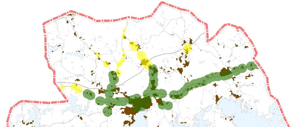 Generalplan för fastlandsområdet i Ingå 43 Vattentrafik Zoner för tillgänglighet till kollektivtrafiken i olika områden i kommunen.