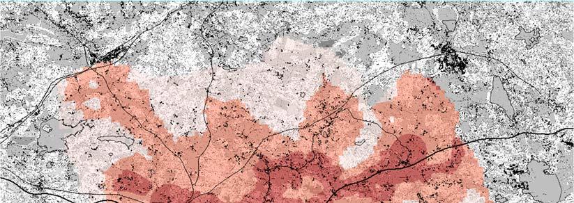 Generalplan för fastlandsområdet i Ingå 47 I det arbetsskede som följde på zonanalysen uteslöts naturskyddsområden och andra områden som inte kan byggas helt från de potentiella byggområdena.