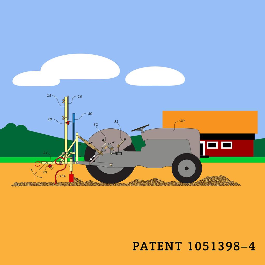 Exempel 7: Precisionsharvspatent. Det åttonde exemplet är ett traktorkoncept som påminner om en bandbestyckad schaktmaskin. Det har skapats av en okänd aktör och offentliggjordes 2013.