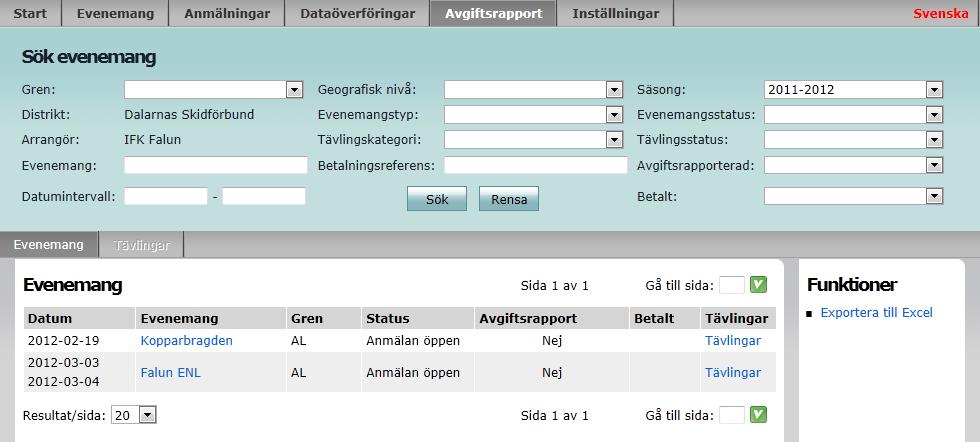 Avgiftsrapportering av 20 kronan Tävlingsavgiften 20 kronan tillkom i samband med att man avskaffade den forna tävlingslicensen.