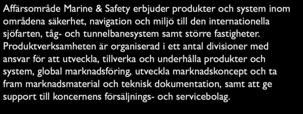 Produktverksamheten är organiserad i ett antal divisioner med ansvar för att utveckla, tillverka och underhålla produkter och system,