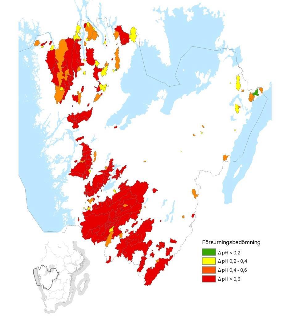 Kalkade vatten är kraftigt försurade Försurningsbedömningen av de kalkade vattnen i länet, som togs fram för åtgärdsplanen 2010-2015 grundar sig på den s.k. målsjöinventeringen som bestod av vattenprovtagning av samtliga kalkade målsjöar.