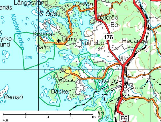 Bilaga 2 Vägbankar Studerade vägbankar lämpliga att åtgärdas för att förbättra vattengenomströmningen i områdena, Strömstads kommun. Lindholmen Killingholmen: Riksintresse för natur och friluftsliv.