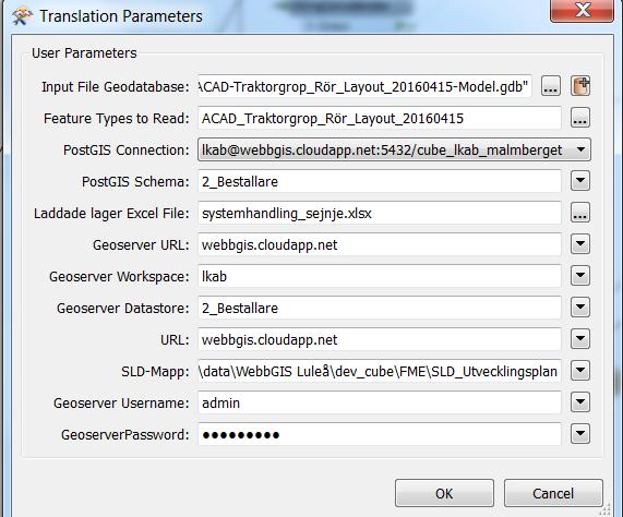 Input File Geodatabase Välj geodatabasen som skapades i förra scriptet.