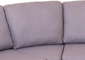 Sitsdynorna är i högelastisk kallskum och ryggdynorna i siliconiserad polyesterfi ber ger soffan en fantastisk