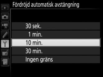 Fördröjd automatisk avstängning Välj hur länge WT-7