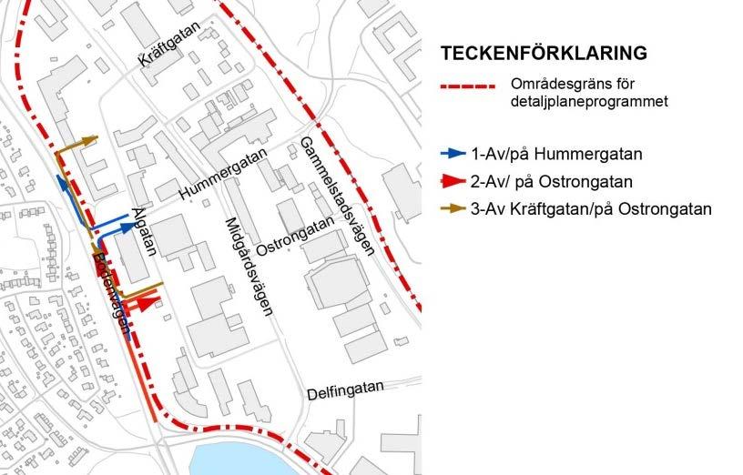 Ett antal varianter har sedan diskuterats och mer eller mindre utretts men de alternativen som har analyserats mer djupgående är: 1. en av- och påfart Hummergatan 2.