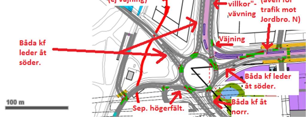 trafiksituation, där inga längre köer skapas i området som ingår i modellen.