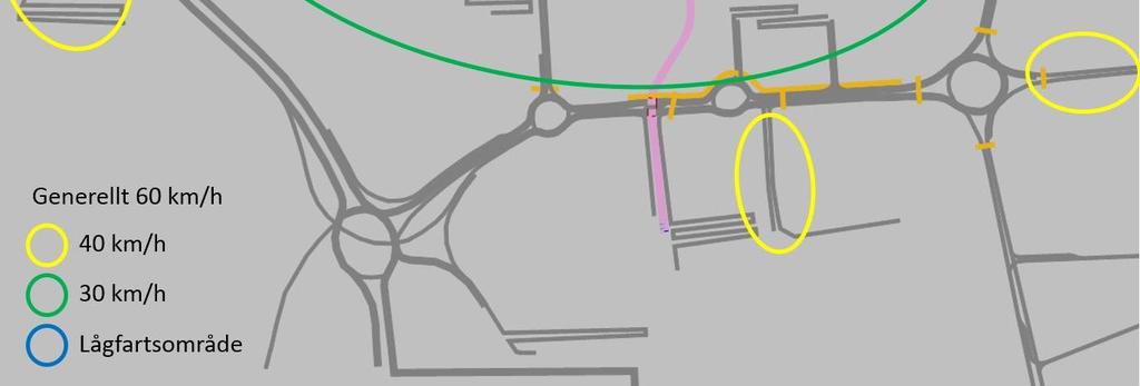 Förutom dessa hastighetsgränser är det även inlagt så kallade reduce speed areas på platser där trafiken måste färdas långsammare på grund av kurvor.