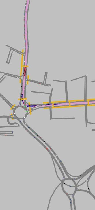 Uppdragsnr: 10208702 26 (49) Flyttad trafik vid Oskarshallsskolan (med GC i Jordbro-cpl, ej södra) Detta scenario kombinerar den ovan beskrivna lösningen med flyttad trafik vid Oskarshallsskolan,