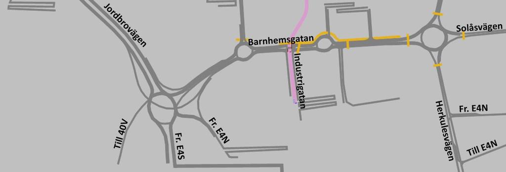 Uppdragsnr: 10208702 4 (49) Vägnätet i modellen. Trafikflöden i modellen Trafikflödena i modellen avser förväntad trafikmängd i en framtid (cirka år 2040) under rusningstrafik.