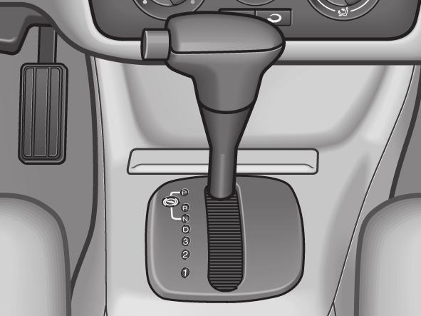 Automatisk växellåda* Väljarspakslägen I indikeringsfältet* indikeras det för ögonblicket valda väljarspaksläget (se följande bild). P - Parkeringsspärr Drivhjulen är mekaniskt spärrade.