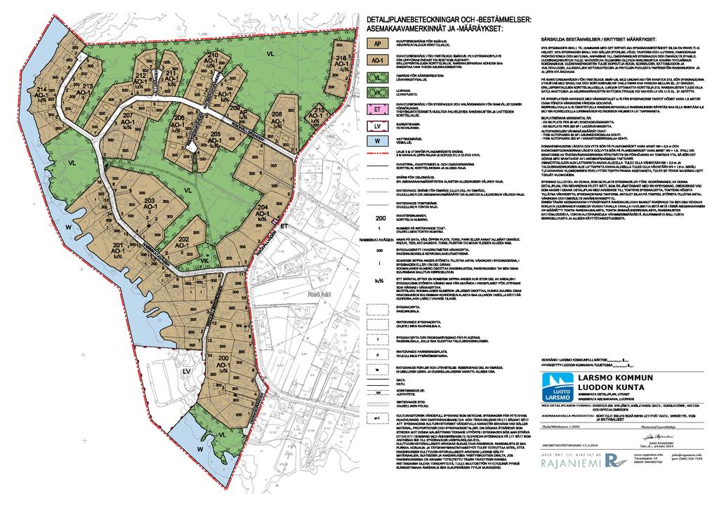 Bild 26. Detaljplaneutkastet till påseende under tiden 21.3 22.4.2014. Som följd av de inlämnade åsikterna gjordes följande ändringar i detaljplanen: Baskartan uppdaterades.