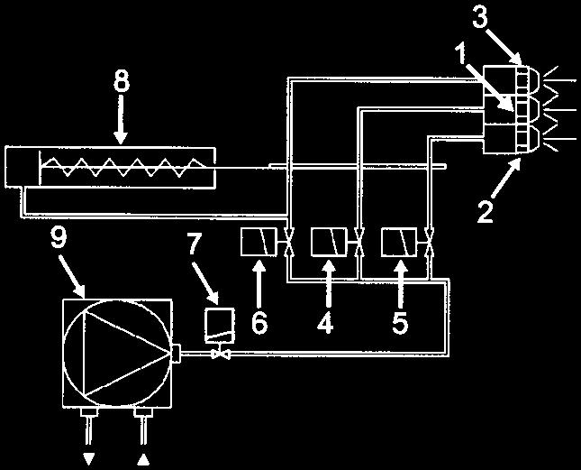 6.1.6 Funktion Suntec DV67C Retur till sugsidan utan returplugg Returolja till sugsida eller tank (F) (V) (P) Tryckreglering Till munstycke Kugghjulsväxel (C) (G) Axeltätning med returplugg (A) (O)