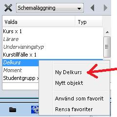 Skapa delkurser För att skapa en delkurs gör du så här: 1.