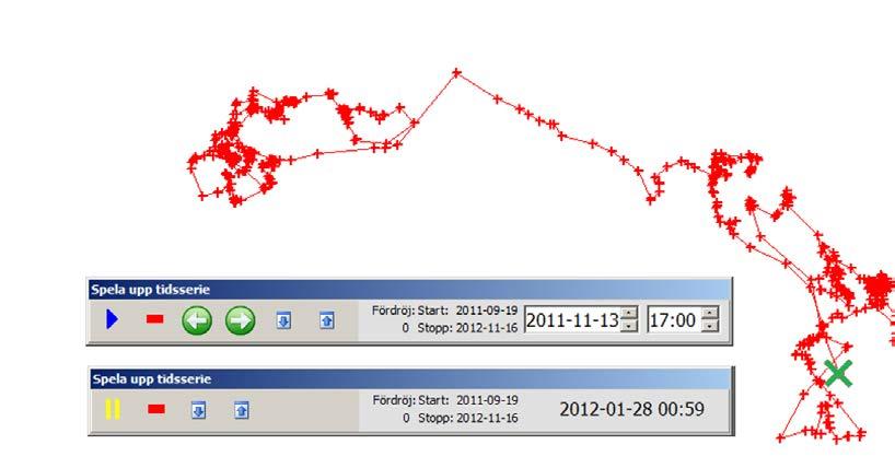 Uppspelningen fortsätter fram till och med det stoppdatum som angetts och när så skett öppnas uppspelningsfönstret med datumvalet återigen.