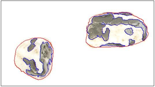 Figur 3: Resultat av grafsegmenteringen för ett par stenar.