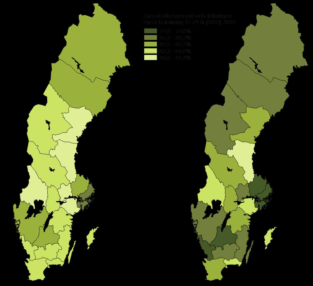 SCB 11 AM 12 SM 1701 Regional fördelning Sysselsatta I Stockholms län fortsatte antalet sysselsatta att öka under 2016.