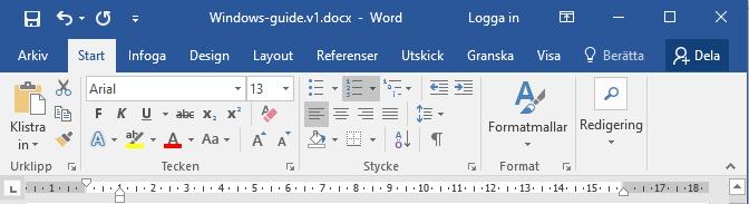 1.5 Menyflikar Menyvyn i de nyaste versionerna av Microsoft Office har ändrats betydligt jämfört med tidigare versioner.