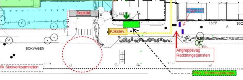 Dessa sopkärl får vid tömningstillfällen köras/lyftas ut till Bokvägen. Byggmästaren i Skåne kommer att hjälpa till med detta.