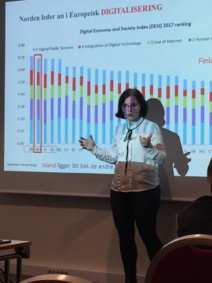 E-HÄLSA DEN TEKNISKA UTVECKLINGEN RUSAR FRAM Janne Dugstad, forskare vid Vitensenteret helse og teknologi i Drammen, föreläste vid NSKs seminarium i Bergen om Velferdsteknologi og digitalisering.