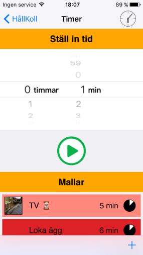 Det är möjligt att välja två olika visuella timers, antingen punkter eller cirkeln Det är möjligt att pausa nedräkningen och stoppa timern Det finns två olika typera av timers, val av