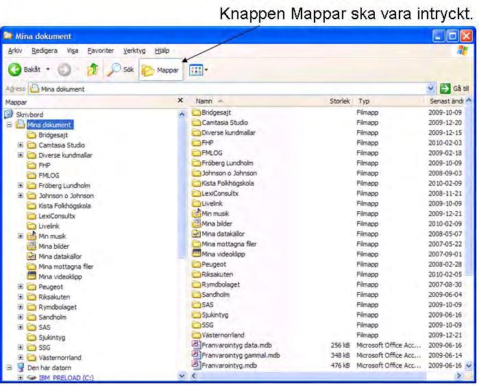 36 3.2 Enheter Mapparna ligger på olika enheter. Om man inte är kopplad till något nätverk brukar man arbeta på den egna hårddisken, och den heter vanligen C.
