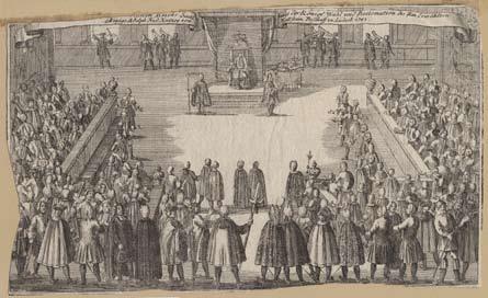 Adolf Fredriks val till svensk tronföljare på Rikssalen i Kungshuset 23 juni 1743. Detta plenum plenorum anfördes av lantmarskalken.