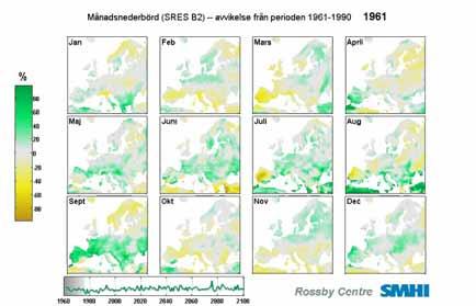 htm Temperatur 1 vinter: 2-4 varmare 1,2,9 - missgynnar gran 3,4,5 sommar: 1-3 varmare 1,2,9 Klimatförändringar fram till 2060 Present-day European vegetation zones 2095 Nederbörd 1 vinter: +5 till