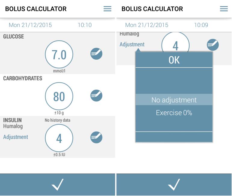 3.4.1.3 Tillsättning av bolusinsulin Du kan tillsätta eller radera till eller ifrån applikationen under titeln Bolus insulin på samma sätt som du kan tillsätta kolhydrater.