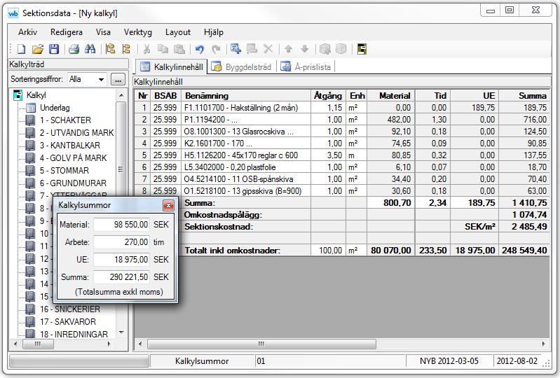 Kalkylsystem Kalkyler, produktionskalkyler eller anbudskalkyler tas fram för att säkerställa ett byggprojekts ekonomi.