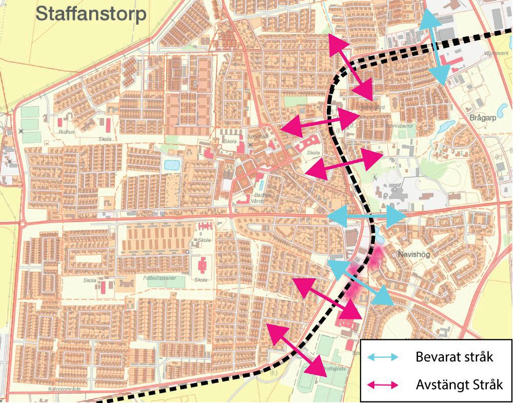 3.3.1 Bakgrund Simrishamnsbanans originalsträckning går genom Staffanstorps centrala delar. Det är ett önskvärt läge ur tillgänglighetssynpunkt, men innebär också en barriär.