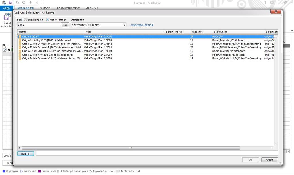 24 vecka 9 vecka 10 vecka 11 vecka 12 vecka 13 vecka 14 Origos mötesrum kvar och används som vanligt efter bokning i Outlook From 20 mars används mötesrummen i D-huset Origo 31 och Origo 2 är kvar i