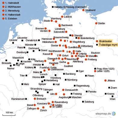dels många typer per tidsperiod i en given myntort. Tusentals olika typer är kända från centrala, östra och norra Tyskland mellan 1140 1320.