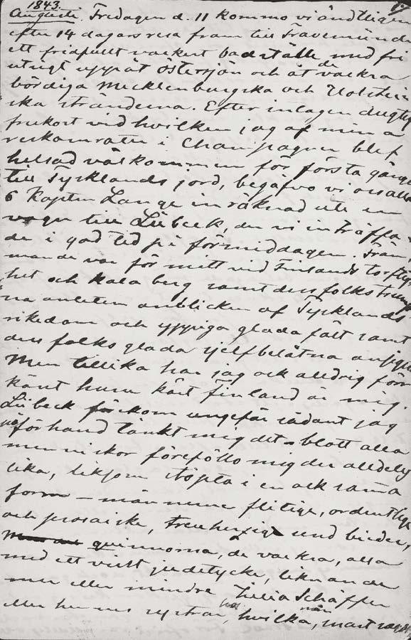 G e o r g A u g u s t W a l l i n Den första sidan ur Wallins dagbok från den 11 augusti 1843.