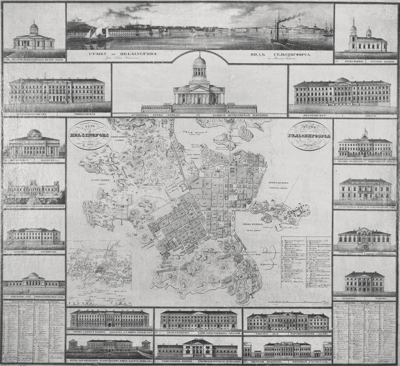 Plan av Helsingfors från 1841 av A.W. Welin.