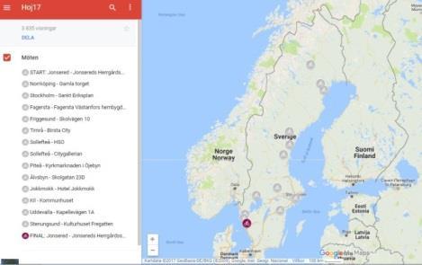 Cykelturen gick från Jonsered i väster till Jokkmokk i norr. I åtta regioner ordnade lokala diabetesföreningar 13 debattmöten. Referenser 1.