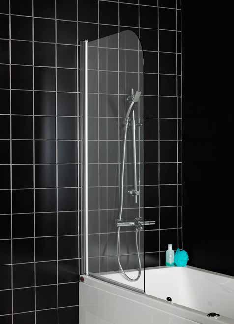 HAFA IGLOO BADKARSVÄGG Svängbar duschvägg för montage på badkar. När den inte används fälls den in mot väggen. Smart konstruktion som lyfter dörren 5 mm vid öppning för att inte den skall ta i karet.